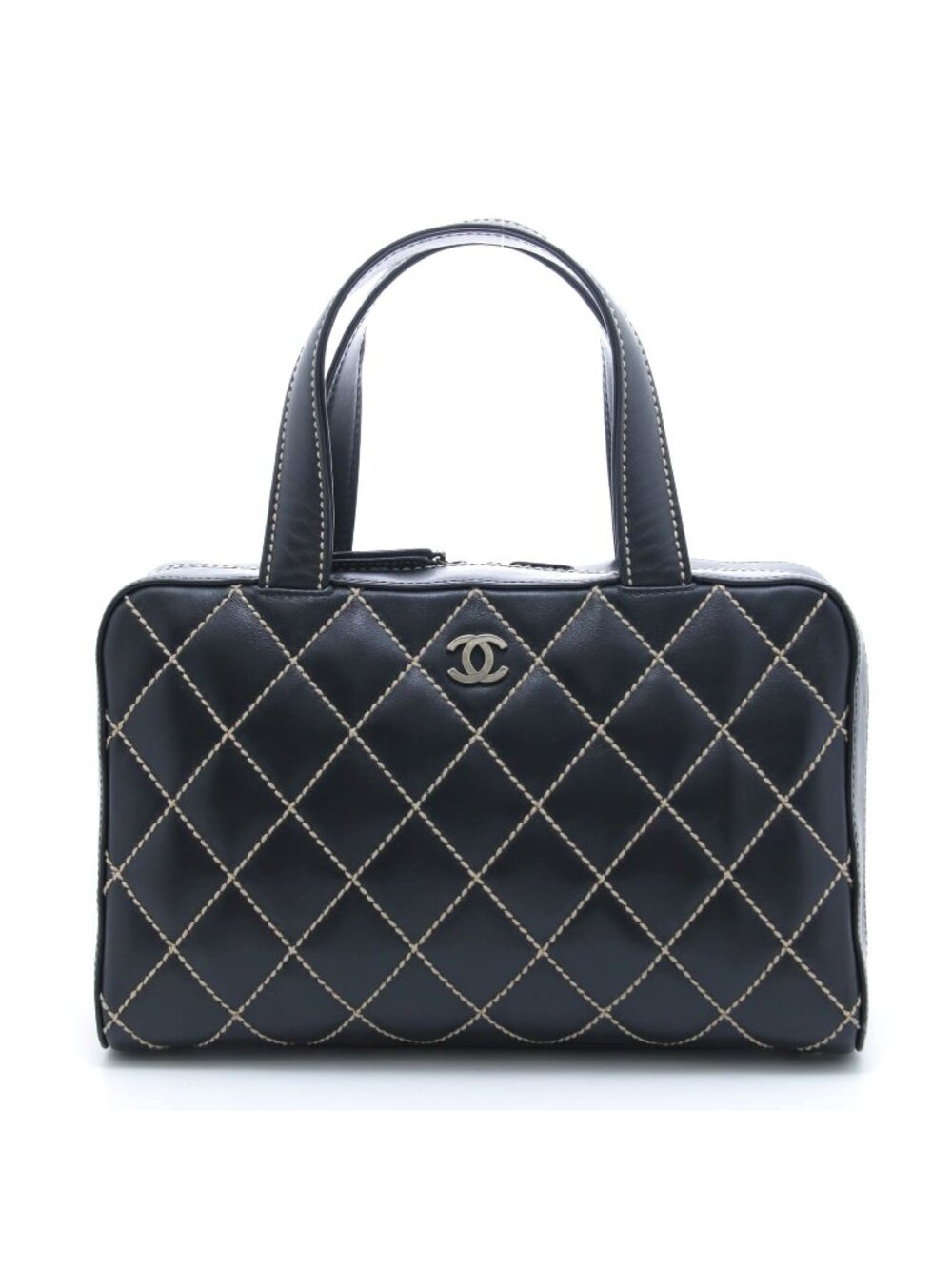 Chanel Wild Stitch Handbag Black Leather